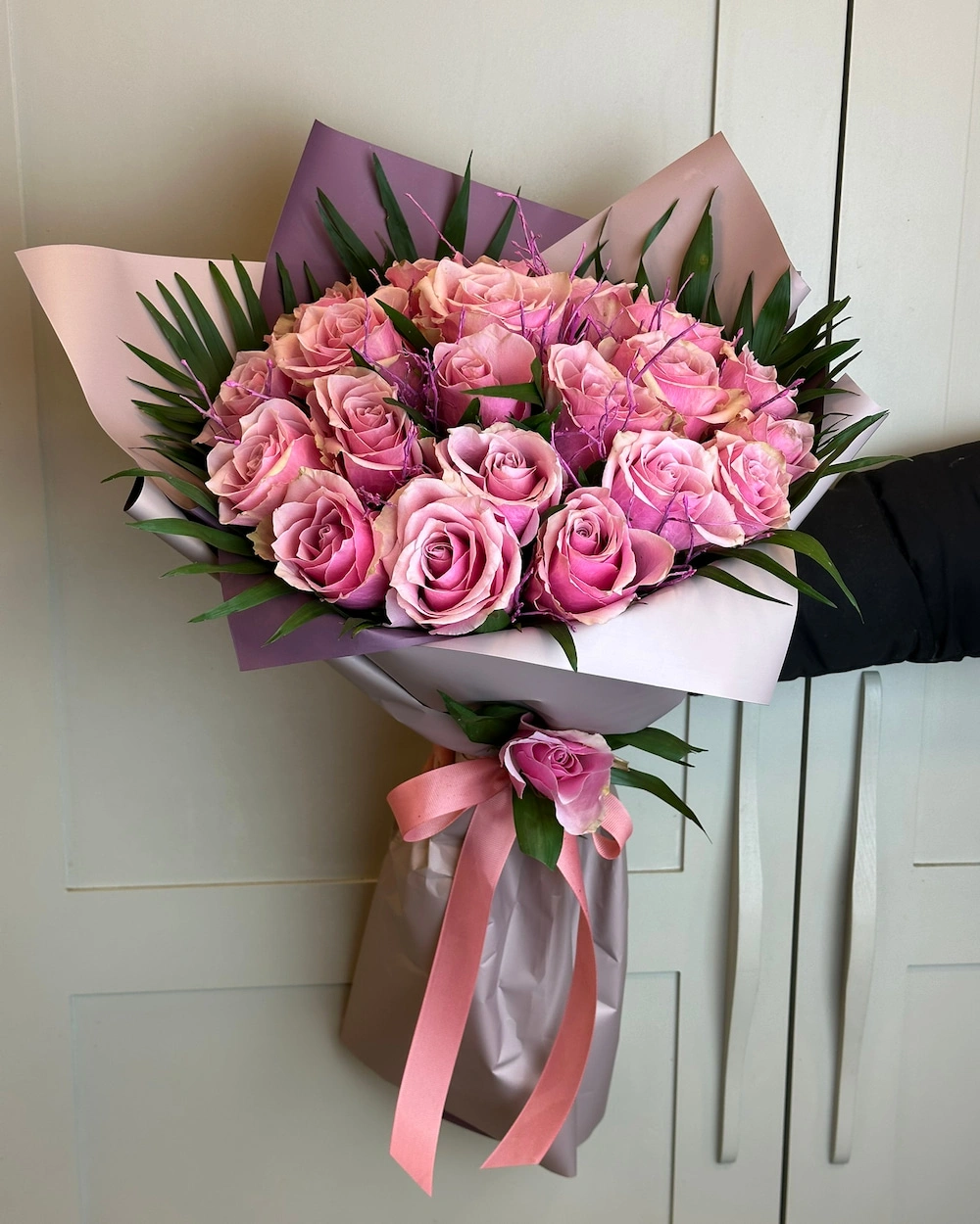 21 Pembe Gül buketi