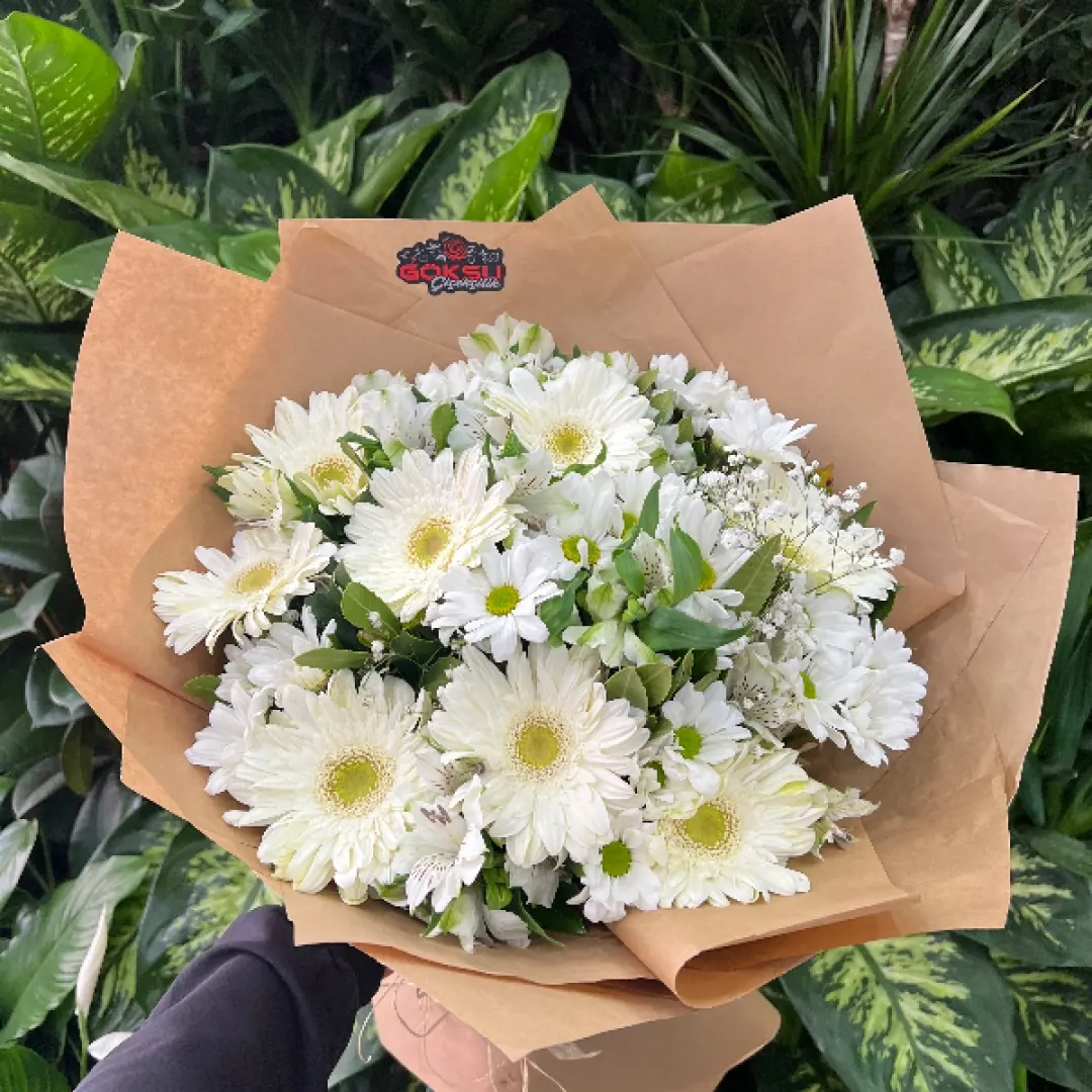 Beyaz Gerbera ve Papatyalar
